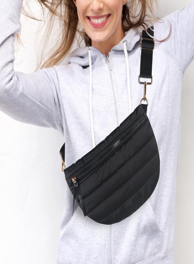 Dealkion Quilted Crossbody Bags for Women Puffer Fanny Pack Sling Bag Puffy Chest Belt Bum Waist Crossbody Purse Bags Quilted Shoulder Bag for Women - Image 2